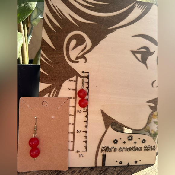 DIY glass earrings red - Picture 1 of 3